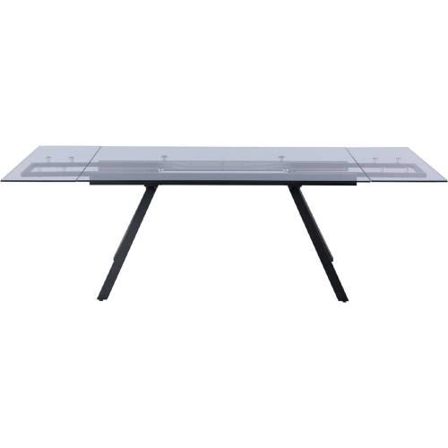 Aida 63" Extension Dining Table in Tempered Glass & Black Metal